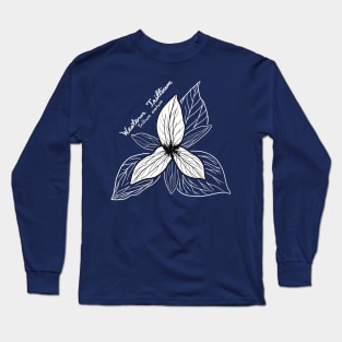 Western Trillium flower line art Long Sleeve T-Shirt